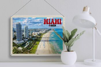 Signe en étain voyage 40x30cm, Miami USA plage gratte-ciel vacances en mer 3