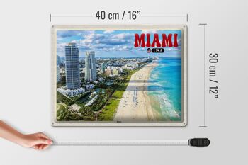 Signe en étain voyage 40x30cm, Miami USA plage gratte-ciel vacances en mer 4