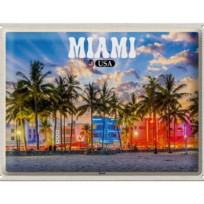 Blechschild Reise 40x30cm Miami USA Strand Palmen Urlaub