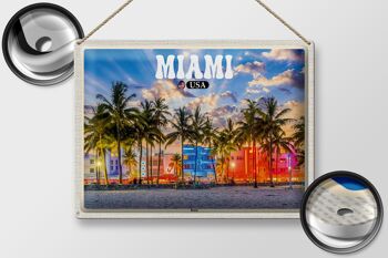 Signe en étain voyage 40x30cm, Miami USA plage palmiers vacances 2