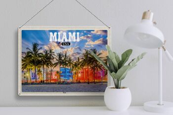 Signe en étain voyage 40x30cm, Miami USA plage palmiers vacances 3
