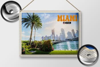 Panneau de voyage en étain, 40x30cm, Miami, USA, ville, mer, palmier, vacances 2