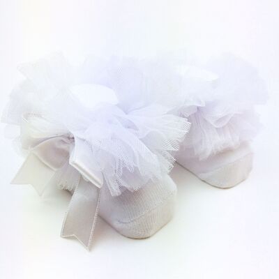 Girls ankle tutu socks-white