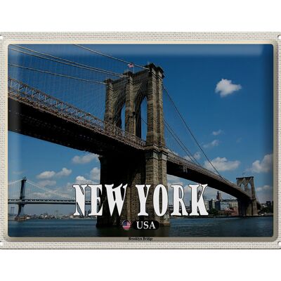Targa in metallo da viaggio 40x30 cm New York USA Brookly Bridge Bridge