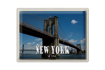 Panneau de voyage en étain, 40x30cm, New York, USA, pont de Brooklyn 1