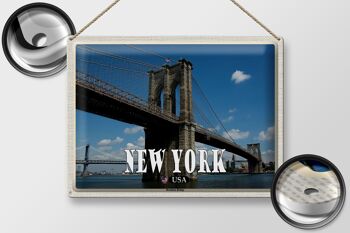 Panneau de voyage en étain, 40x30cm, New York, USA, pont de Brooklyn 2