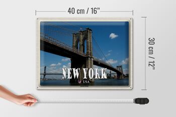 Panneau de voyage en étain, 40x30cm, New York, USA, pont de Brooklyn 4