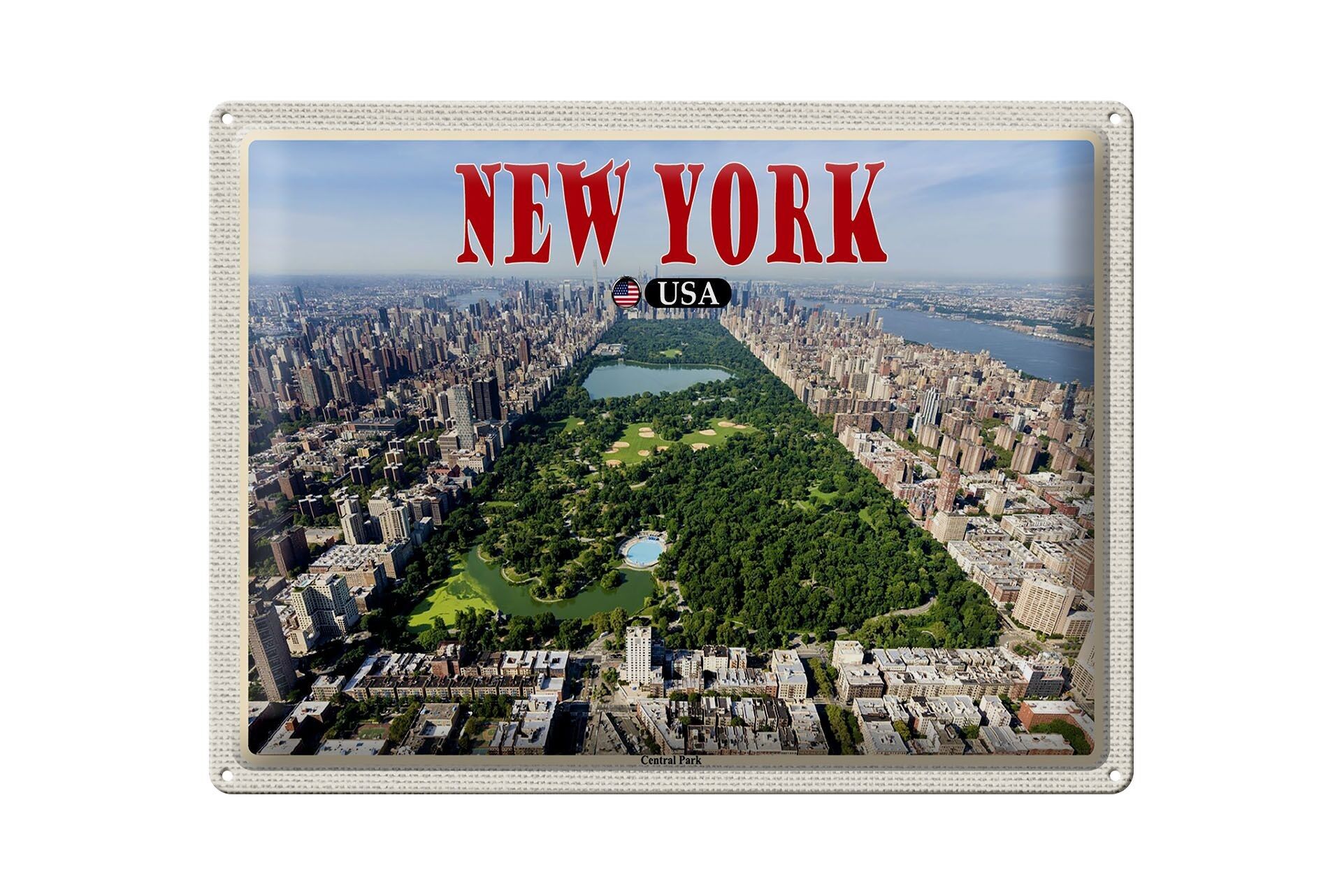 Targa in metallo da viaggio 40x30 cm New York USA Central Park