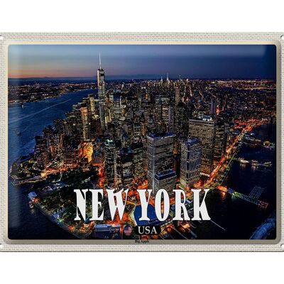 Targa in metallo da viaggio 40x30 cm New York USA Grattacieli della Grande Mela