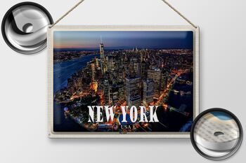 Signe en étain voyage 40x30cm, gratte-ciel New York USA Big Apple 2