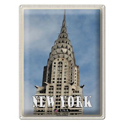 Cartel de chapa de viaje, 30x40cm, rascacielos del edificio Chrysler de Nueva York