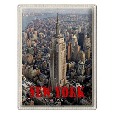 Targa in metallo da viaggio 30x40 cm New York Empire State Building Dko