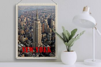 Panneau en étain voyage 30x40cm, New York Empire State Building Dko 3