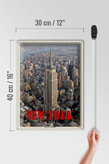 Panneau en étain voyage 30x40cm, New York Empire State Building Dko 4