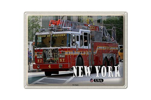 Blechschild Reise 40x30cm New York USA Fire Engine Feuerwehrauto