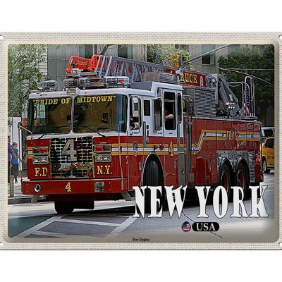 Blechschild Reise 40x30cm New York USA Fire Engine Feuerwehrauto