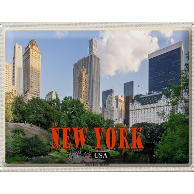 Cartel de chapa Travel 40x30cm Nueva York EE. UU. Central Park - The Pond See