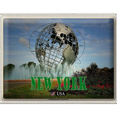 Cartel de chapa Travel 40x30cm Nueva York EE. UU. Flushing Meadows-Corona Park