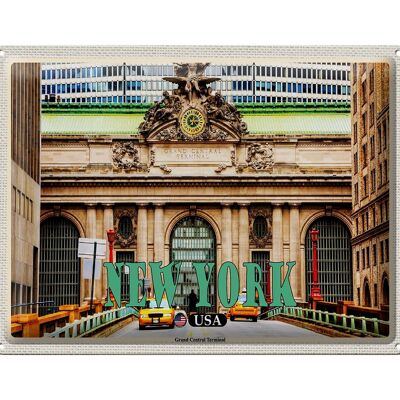 Targa in metallo da viaggio 40x30 cm New York USA Grand Central Terminal