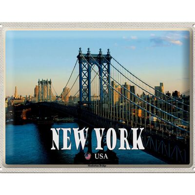 Targa in metallo da viaggio 40x30 cm New York USA Manhattan Bridge Bridge