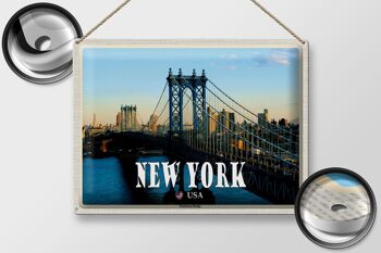 Panneau de voyage en étain, 40x30cm, New York, USA, pont de Manhattan 2
