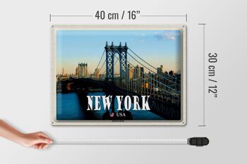 Panneau de voyage en étain, 40x30cm, New York, USA, pont de Manhattan 4