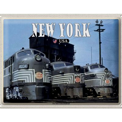 Targa in metallo da viaggio 40x30 cm New York New York Central Railroad Trains