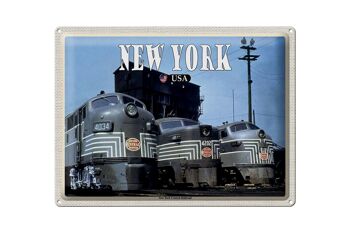 Signe en étain voyage 40x30cm, trains ferroviaires centraux de New York, New York 1