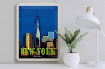 Panneau en étain voyage 30x40cm, New York USA One World Trade Center 3