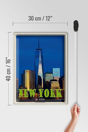 Panneau en étain voyage 30x40cm, New York USA One World Trade Center 4