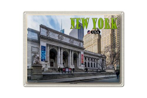 Blechschild Reise 40x30cm New York USA Public Library Bibliothek