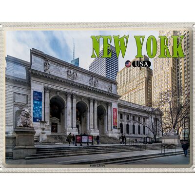 Blechschild Reise 40x30cm New York USA Public Library Bibliothek