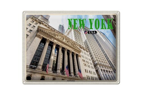 Blechschild Reise 40x30cm New York USA Stock Exchange Börse