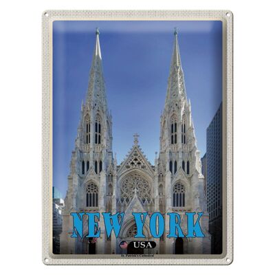 Cartel de chapa Travel 30x40cm Nueva York EE. UU. St. Catedral de Patricio