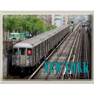Targa in metallo da viaggio 40x30 cm New York USA Subway Subway in latta