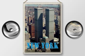 Panneau en étain voyage 30x40cm, New York, USA, World Trade Center 2
