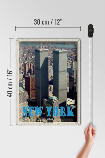 Panneau en étain voyage 30x40cm, New York, USA, World Trade Center 4