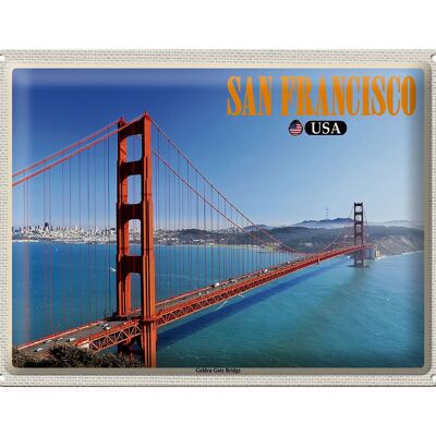 Blechschild Reise 40x30cm San Francisco USA Golden Gate Bridge