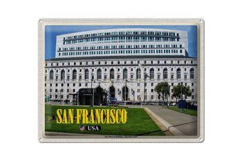 Panneau de voyage en étain, 40x30cm, San Francisco, Earl Warren, bâtiment Court 1