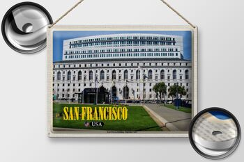 Panneau de voyage en étain, 40x30cm, San Francisco, Earl Warren, bâtiment Court 2