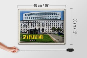 Panneau de voyage en étain, 40x30cm, San Francisco, Earl Warren, bâtiment Court 4