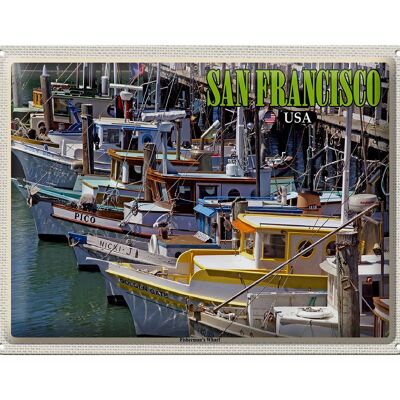 Targa in metallo da viaggio 40x30 cm San Francisco Fisherman's Wharf