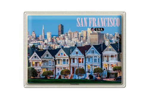 Blechschild Reise 40x30cm San Francisco USA Victorian Houses