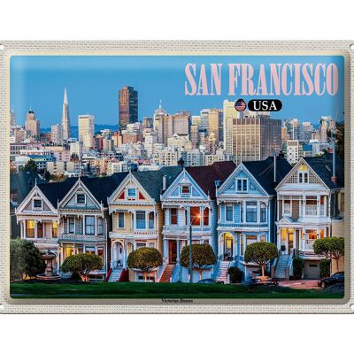 Blechschild Reise 40x30cm San Francisco USA Victorian Houses