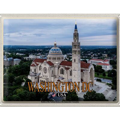 Panneau de voyage en étain, 40x30cm, Washington DC, USA, basilique, sanctuaire National