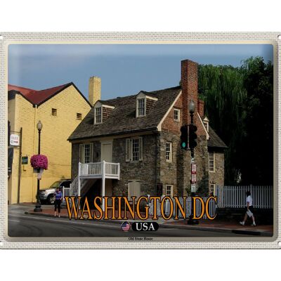 Panneau de voyage en étain, 40x30cm, Washington DC, USA, vieille maison en pierre, musée