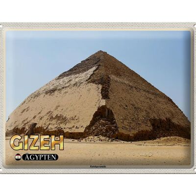 Signe en étain voyage 40x30cm, pyramide courbée de Gizeh, egypte