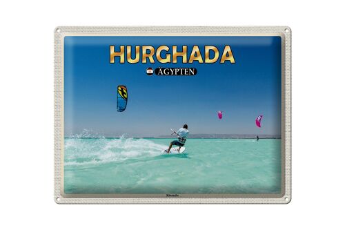 Blechschild Reise 40x30cm Hurghada Ägypten Kitesurfer Urlaub