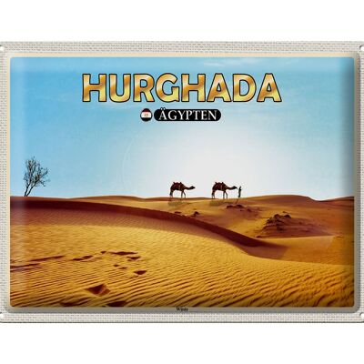 Cartel de chapa Travel 40x30cm Hurghada Egipto Camellos del desierto