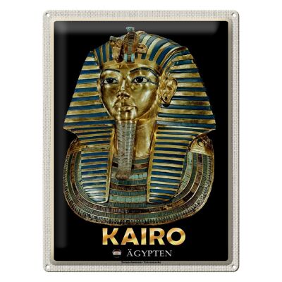 Targa in metallo da viaggio 30x40 cm Cairo Egitto Maschera mortuaria di Tutankhamon